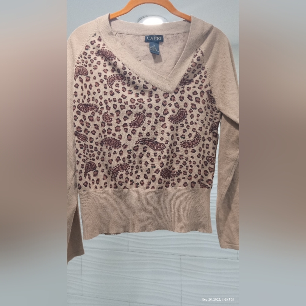 Tan Leopard Print Women's Sweater